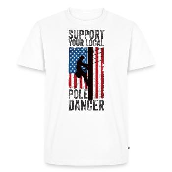 Soutenez votre monteur de lignes Pole Dancer local - T-shirt Premium bio Homme - blanc - Devant - Nico (187cm)