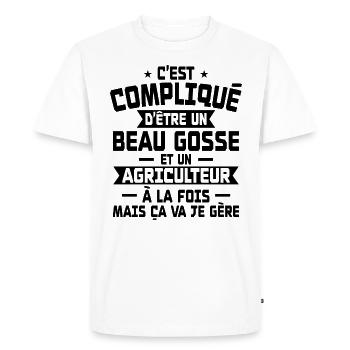 Bogosse et Agriculteur - T-shirt Premium bio Homme - blanc - Devant - Nico (187cm)