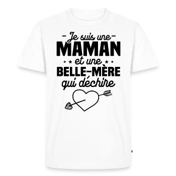 Je suis une Maman et une belle mère qui déchire - T-shirt Premium bio Homme - blanc - Devant - Nico (187cm)
