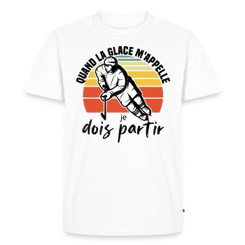 Quand la glace m'appelle je dois partir Hockey - Men's Premium Organic T-Shirt - white - Front - Nico (187cm)