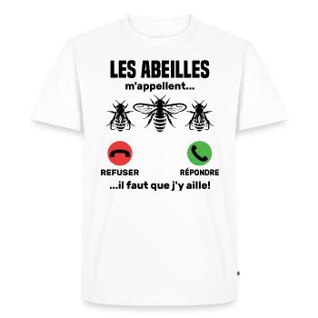 Bees call me... - Men's Premium Organic T-Shirt - white - Front - Nico (187cm)