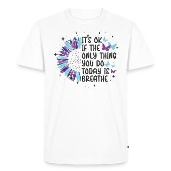 Guerrier de la santé mentale violet et turquoise - T-shirt Premium bio Homme - blanc - Devant - Nico (187cm)