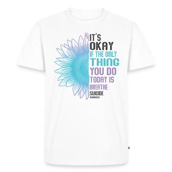 Guerrier de la santé mentale violet et turquoise - T-shirt Premium bio Homme - blanc - Devant - Nico (187cm)