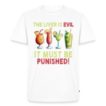 The liver is evil and must be punished - Men's Premium Organic T-Shirt - white - Front - Nico (187cm)