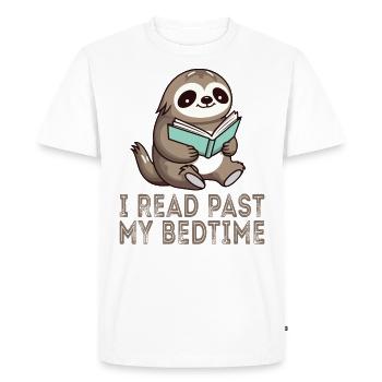 I read after bedtime read sloth - Men's Premium Organic T-Shirt - white - Front - Nico (187cm)