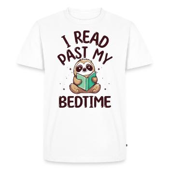 I read after bedtime read sloth - Men's Premium Organic T-Shirt - white - Front - Nico (187cm)