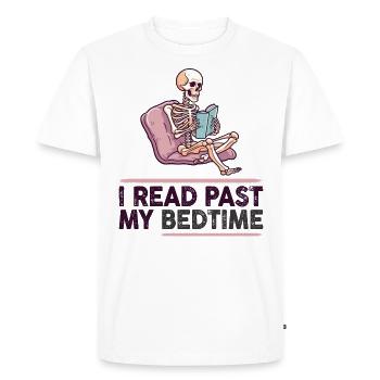 Je lis skeleton après le coucher - T-shirt Premium bio Homme - blanc - Devant - Nico (187cm)