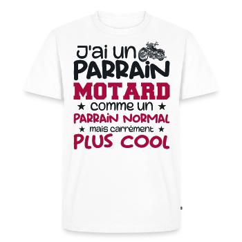J'ai Un Parrain Motard, Cadeau Parrain Motard Moto - T-shirt Premium bio Homme - blanc - Devant - Nico (187cm)
