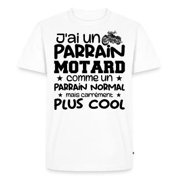 J'ai Un Parrain Motard, Cadeau Parrain Motard Moto - T-shirt Premium bio Homme - blanc - Devant - Nico (187cm)