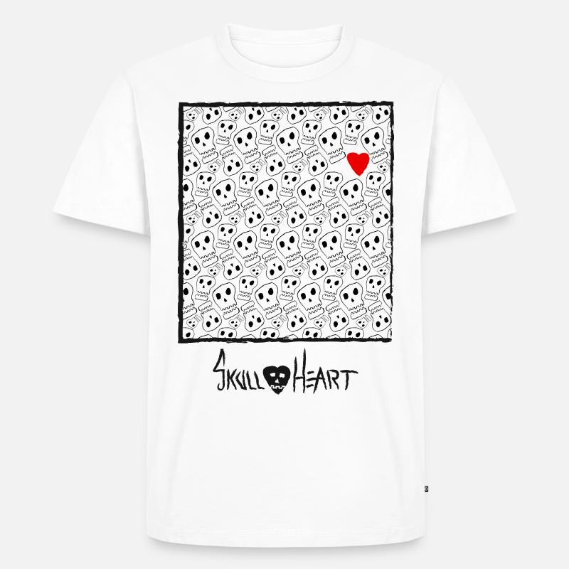 Skull Pattern SkullHeart - Männer Premium Bio T-Shirt - Weiß