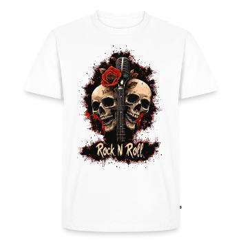 Rock N Roll Skull Electric Guitar Rose Music Rocker - Men's Premium Organic T-Shirt - white - Front - Nico (187cm)
