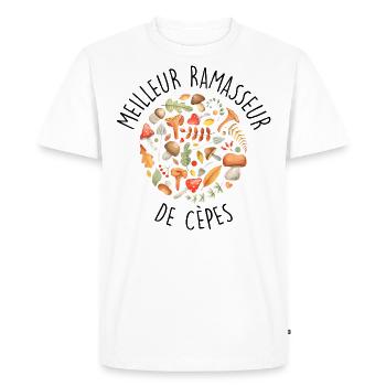 Porcini Mushrooms Mushroom Picker - Men's Premium Organic T-Shirt - white - Front - Nico (187cm)