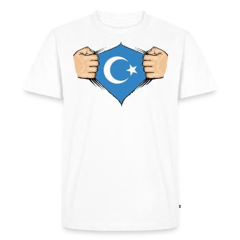 Uyghur Flag Design - Men's Premium Organic T-Shirt - white - Front - Nico (187cm)