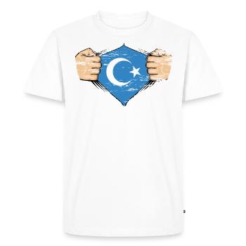Uyghur flag design used - Men's Premium Organic T-Shirt - white - Front - Nico (187cm)