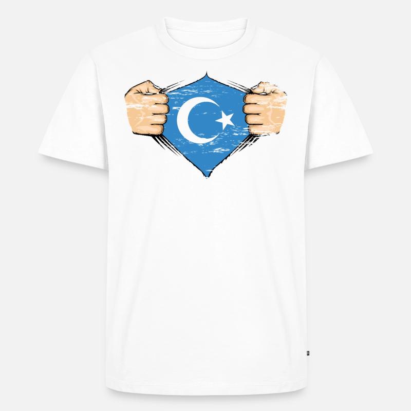 Uiguren Flagge Design used - Männer Premium Bio T-Shirt - Weiß