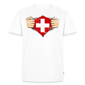 Drapeau suisse utilisé - T-shirt Premium bio Homme - blanc - Devant - Nico (187cm)