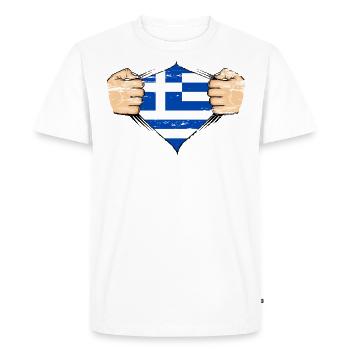 Drapeau de la Grèce utilisé - T-shirt Premium bio Homme - blanc - Devant - Nico (187cm)