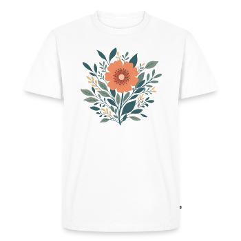 T-shirt fleur graphique orange – Minimaliste - T-shirt Premium bio Homme - blanc - Devant - Nico (187cm)