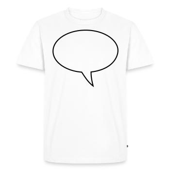 Conception de la bulle de dialogue à droite - T-shirt Premium bio Homme - blanc - Devant - Nico (187cm)