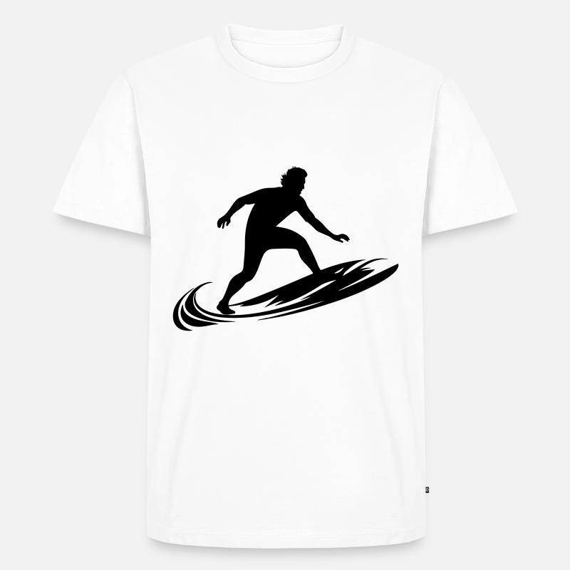 Surfer Mann Silhouette - Männer Premium Bio T-Shirt - Weiß