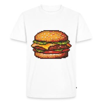 Icône Burger Pixel - T-shirt Premium bio Homme - blanc - Devant - Nico (187cm)