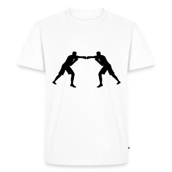 L’unité par les couleurs ! Deux figurines de boxe colorées dans le Gle - T-shirt Premium bio Homme - blanc - Devant - Nico (187cm)
