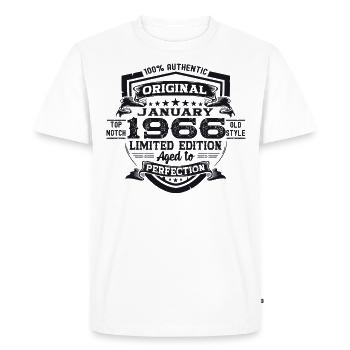 Né en 1966 Janvier 57e anniversaire Homme cadeau - T-shirt Premium bio Homme - blanc - Devant - Nico (187cm)