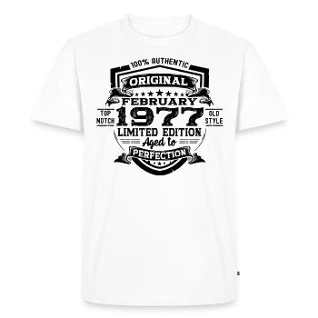 Février 1977 Cadeau d’anniversaire rétro - T-shirt Premium bio Homme - blanc - Devant - Nico (187cm)