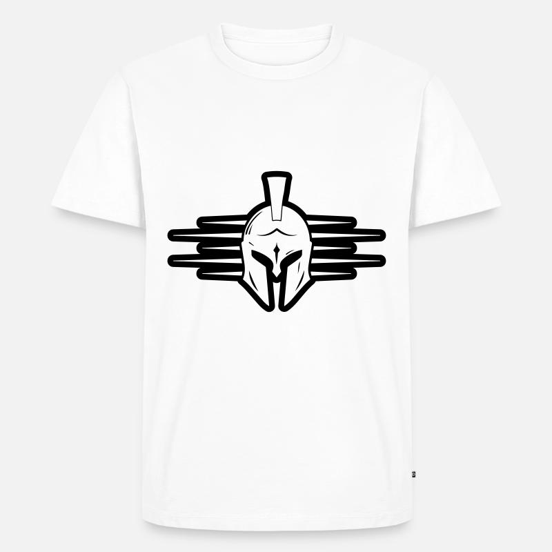 Spartaner Helm Krieger Gladiator - Männer Premium Bio T-Shirt - Weiß