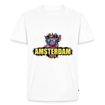 Amsterdam 2024 Pig - Men's Premium Organic T-Shirt - white - Front - Nico (187cm)
