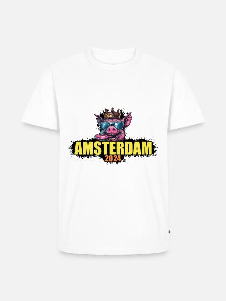 Amsterdam 2024 Pig - Men's Premium Organic T-Shirt - white