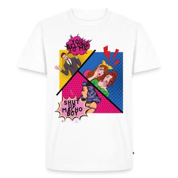 shut up macho - Men's Premium Organic T-Shirt - white - Front - Nico (187cm)