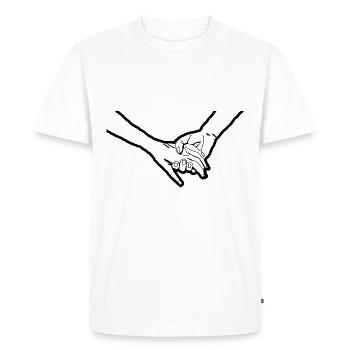 Main dans la main main dans la main - T-shirt Premium bio Homme - blanc - Devant - Nico (187cm)