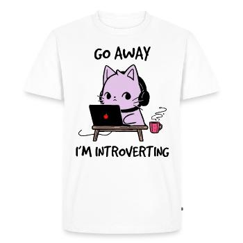 Va-t’en je suis introverti chat Katze Computer - T-shirt Premium bio Homme - blanc - Devant - Nico (187cm)