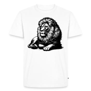 Lion couché, prédateur, grand félin, design de lion - T-shirt Premium bio Homme - blanc - Devant - Nico (187cm)