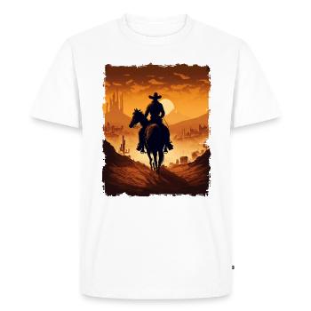 Western Cowboy Desert - Men's Premium Organic T-Shirt - white - Front - Nico (187cm)