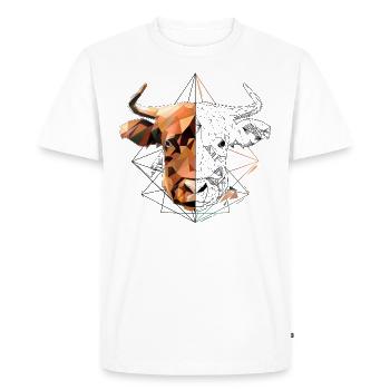 Low Poly Art Highland Beef Cool Polygon Tatouage - T-shirt Premium bio Homme - blanc - Devant - Nico (187cm)
