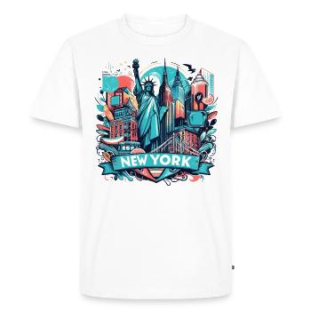 NYC, NEW YORK CITY, STATUE OF LIBERTY, MANHATTAN - Men's Premium Organic T-Shirt - white - Front - Nico (187cm)