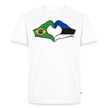 Brésil Estonie Drapeau Mains Coeur Forme - T-shirt Premium bio Homme - blanc - Devant - Nico (187cm)