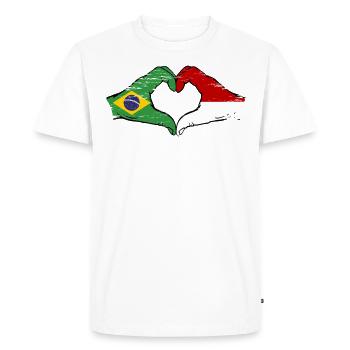 Brazil Monaco Flag Hand Shape Heart Shape Used - Men's Premium Organic T-Shirt - white - Front - Nico (187cm)