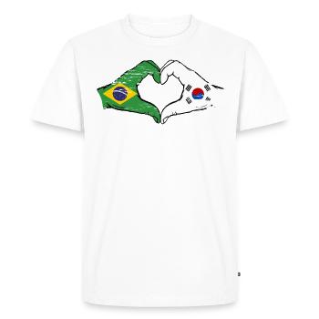 Brazil South Korea hands heart shape used - Men's Premium Organic T-Shirt - white - Front - Nico (187cm)