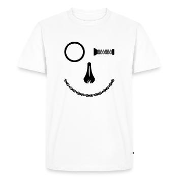 Funny Mountain Bike Cyclist Gift Smile MTB - Men's Premium Organic T-Shirt - white - Front - Nico (187cm)