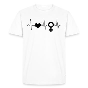 Battement de cœur symbole de la femme - T-shirt Premium bio Homme - blanc - Devant - Nico (187cm)