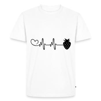 Fraise Icône Pulsation Battement de cœur - T-shirt Premium bio Homme - blanc - Devant - Nico (187cm)