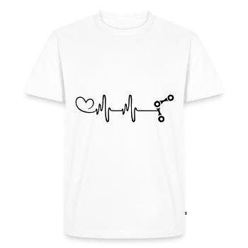 Bicycle Chain Pulse Heart - Men's Premium Organic T-Shirt - white - Front - Nico (187cm)