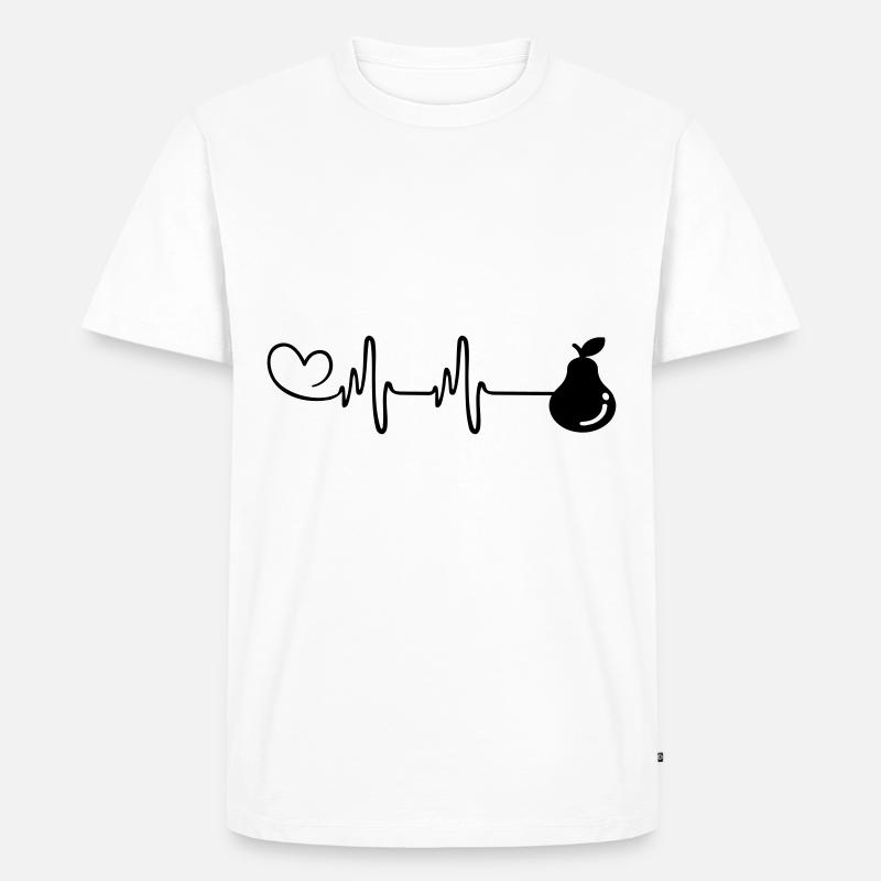 Birne Puls Herz - Männer Premium Bio T-Shirt - Weiß