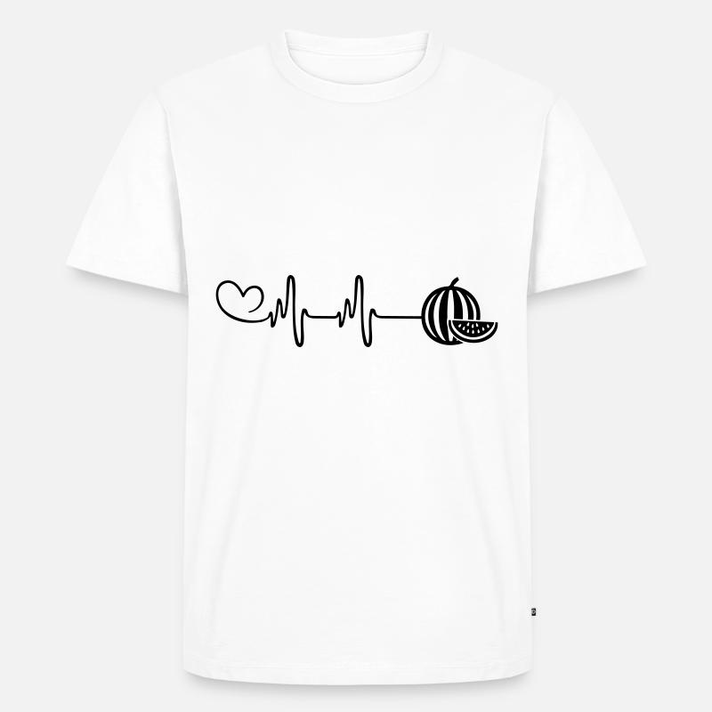 Melone Puls Herz - Männer Premium Bio T-Shirt - Weiß