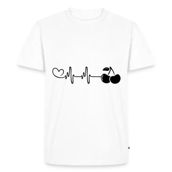 Cerises pulser le rythme cardiaque - T-shirt Premium bio Homme - blanc - Devant - Nico (187cm)