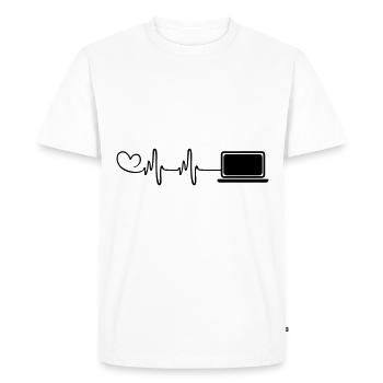 ordinateur portable coeur pulsé pc programmeur - T-shirt Premium bio Homme - blanc - Devant - Nico (187cm)