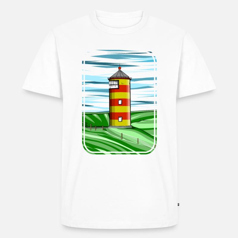 Pilsumer Leuchtturm Germany - Männer Premium Bio T-Shirt - Weiß